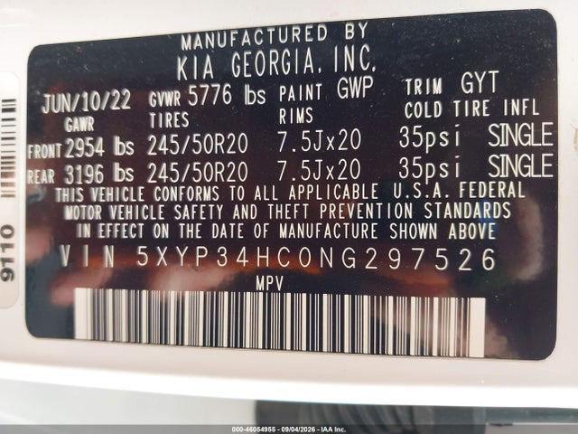 KIA Telluride Ex 2022 5XYP34HC0NG297526 Image 9