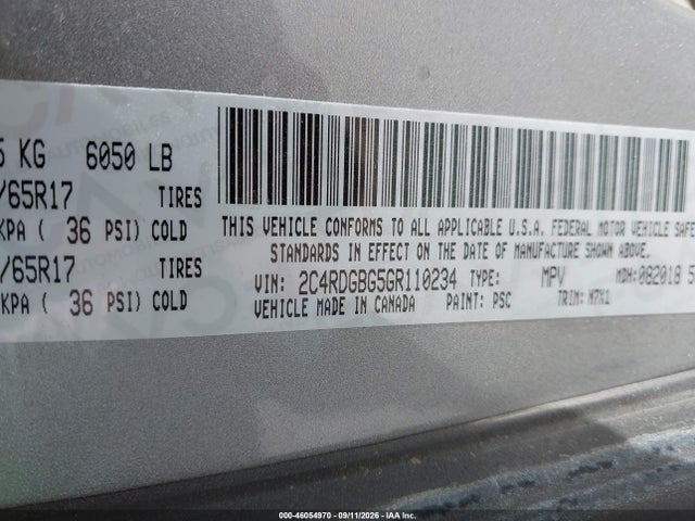 Продажа на аукционе авто 2016 Dodge Grand Caravan Se Plus, vin: 2C4RDGBG5GR110234, номер лота: 46054970