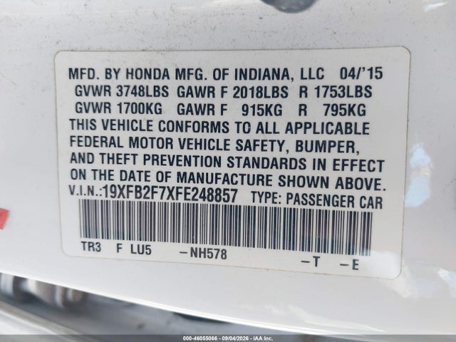 19XFB2F7XFE248857 Honda CIVIC SE
