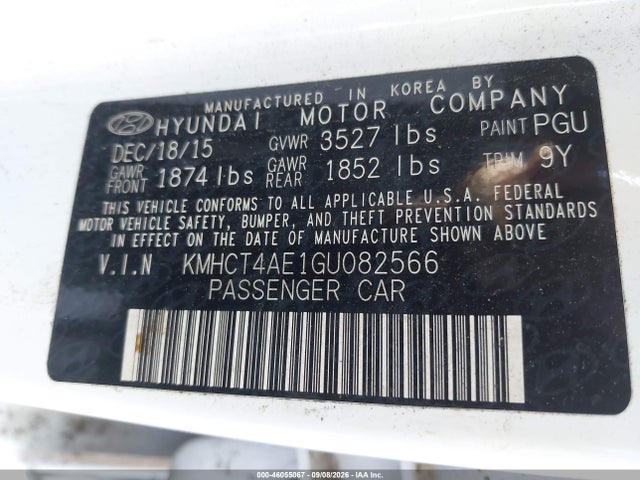 Продажа на аукционе авто 2016 Hyundai Accent Se, vin: KMHCT4AE1GU082566, номер лота: 46055067