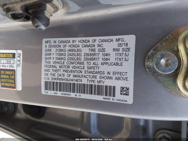 Продаж на аукціоні авто 2018 Honda Cr-v Lx, vin: 2HKRW5H39JH414674, номер лоту: 46055079