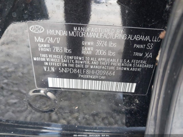 Aukcja sprzedaży 2017 Hyundai Elantra Value Edition, vin: 5NPD84LF8HH209664, numer aukcji: 46055083