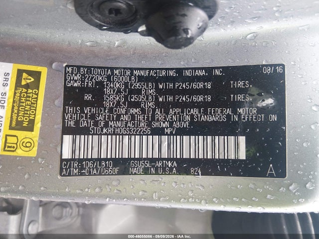 Продаж на аукціоні авто 2016 Toyota Highlander Xle V6, vin: 5TDJKRFH0GS322256, номер лоту: 46055086
