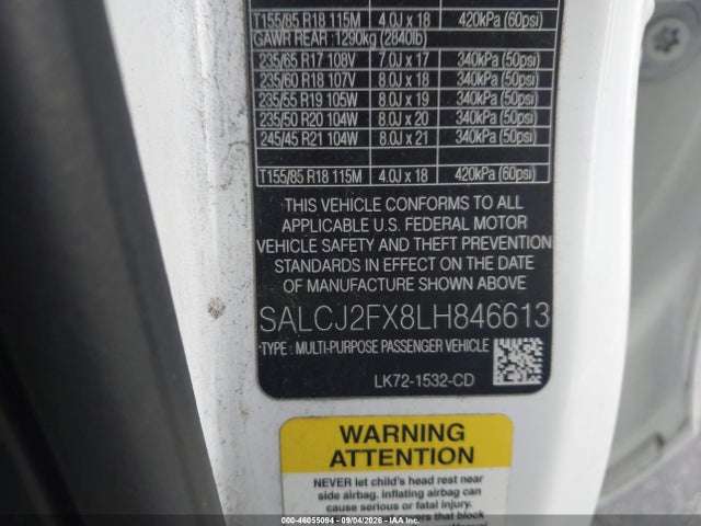 Продаж на аукціоні авто 2020 Land Rover Discovery Sport S, vin: SALCJ2FX8LH846613, номер лоту: 46055094