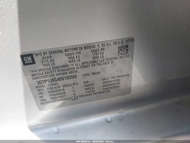 Aukcja sprzedaży 2014 Gmc Sierra 1500 Sle, vin: 3GTP1UEC4EG165560, numer aukcji: 46055131