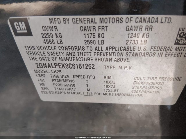 Продаж на аукціоні авто 2012 Chevrolet Equinox 2lt, vin: 2GNALPEK8C6161262, номер лоту: 46055134