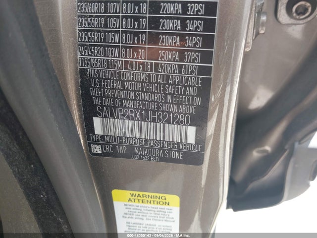 46055143 :رقم المزاد ، SALVP2RX1JH321280 vin ، 2018 Land Rover Range Rover Evoque Se/se Premium مزاد بيع