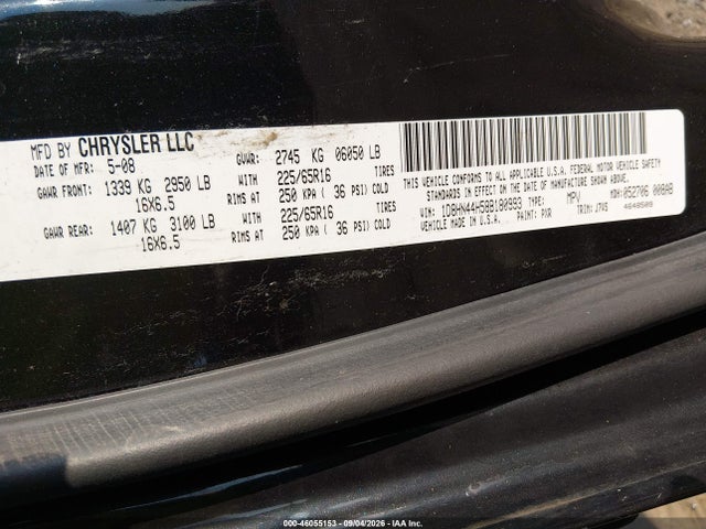 Продажа на аукционе авто 2008 Dodge Grand Caravan Se, vin: 1D8HN44H58B180993, номер лота: 46055153