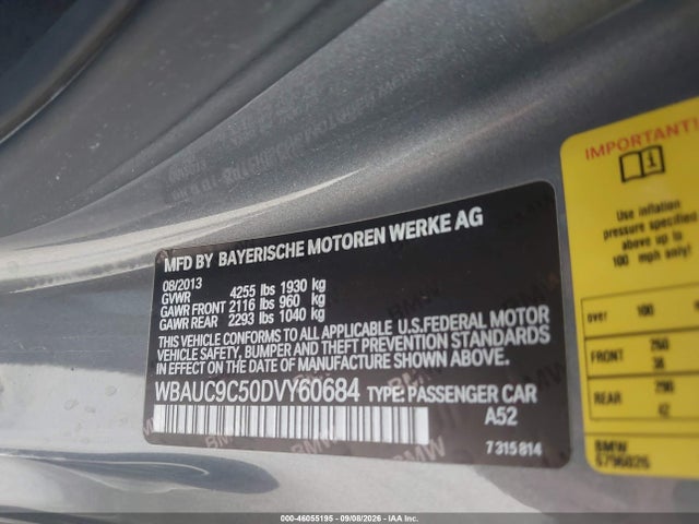 2013 Bmw 135i მანქანა იყიდება აუქციონზე, vin: WBAUC9C50DVY60684, აუქციონის ნომერი: 46055195