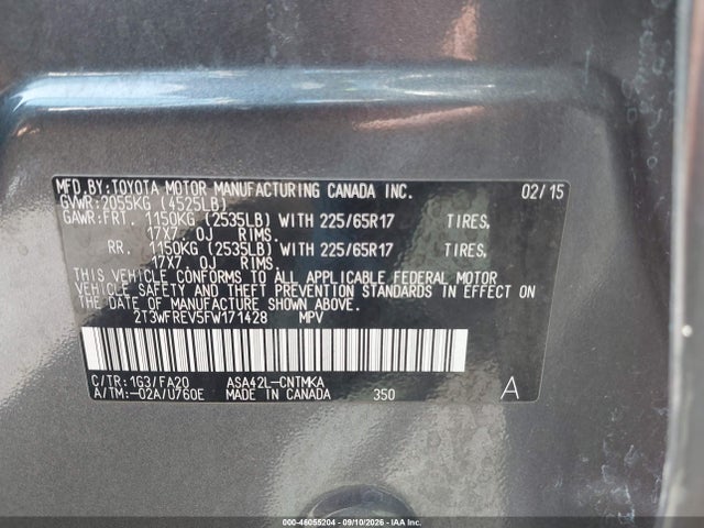 Toyota Rav4 Xle 2015 2T3WFREV5FW171428 Image 9