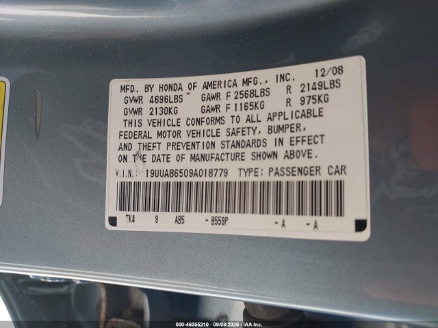 Продаж на аукціоні авто 2009 Acura Tl 3.5, vin: 19UUA86509A018779, номер лоту: 46055210