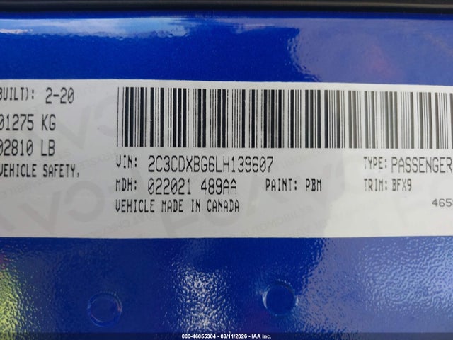 Aukcja sprzedaży 2020 Dodge Charger Sxt Rwd, vin: 2C3CDXBG6LH139607, numer aukcji: 46055304