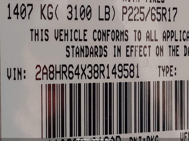 Продаж на аукціоні авто 2008 Chrysler Town & Country Limited, vin: 2A8HR64X38R149581, номер лоту: 46055327