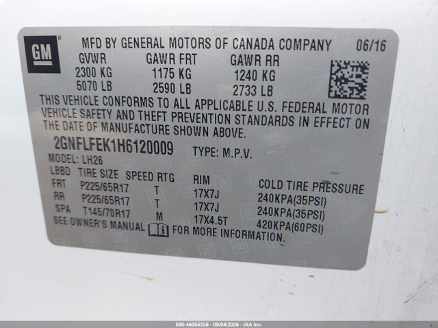 Chevrolet EQUINOX LT 2017 2GNFLFEK1H6120009 Image 9
