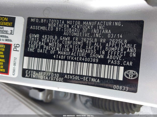 Toyota CAMRY LE 2014 4T4BF1FK4ER400389 Image 9