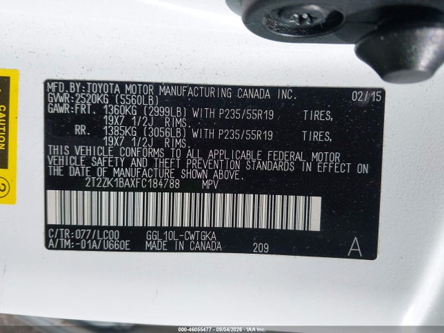 Продаж на аукціоні авто 2015 Lexus Rx 350, vin: 2T2ZK1BAXFC184788, номер лоту: 46055477