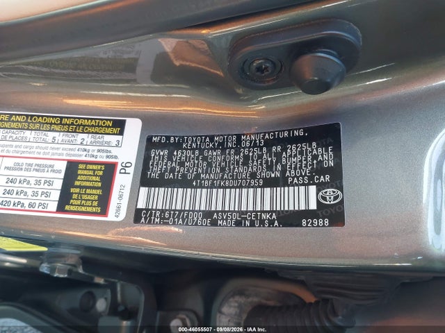 2013 Toyota Camry Le მანქანა იყიდება აუქციონზე, vin: 4T1BF1FK8DU707959, აუქციონის ნომერი: 46055507