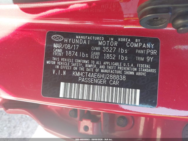 Aukcja sprzedaży 2017 Hyundai Accent Se, vin: KMHCT4AE6HU288838, numer aukcji: 46055583
