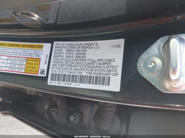 1HGCY1F34RA017583 Honda ACCORD EX