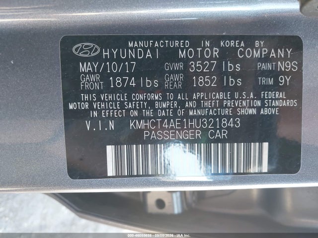 Продаж на аукціоні авто 2017 Hyundai Accent Se, vin: KMHCT4AE1HU321843, номер лоту: 46055658