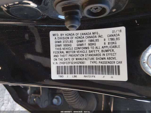 2HGFC2F52JH529061 Honda Civic Lx