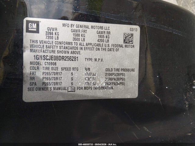 Aukcja sprzedaży 2013 Chevrolet Suburban 1500 Lt, vin: 1GNSCJE08DR256281, numer aukcji: 46055733