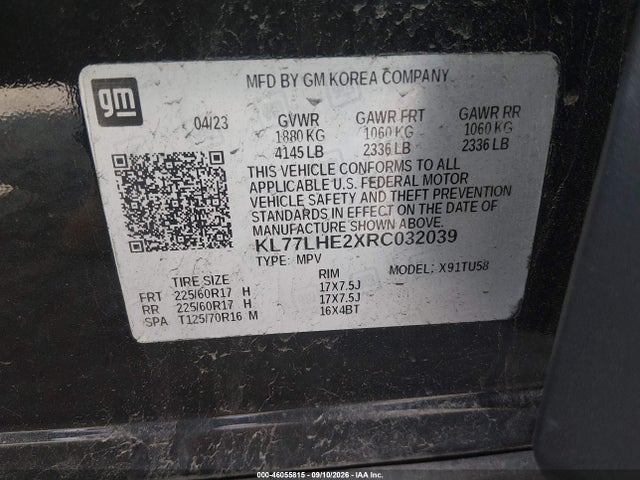 Aukcja sprzedaży 2024 Chevrolet Trax Fwd Lt, vin: KL77LHE2XRC032039, numer aukcji: 46055815