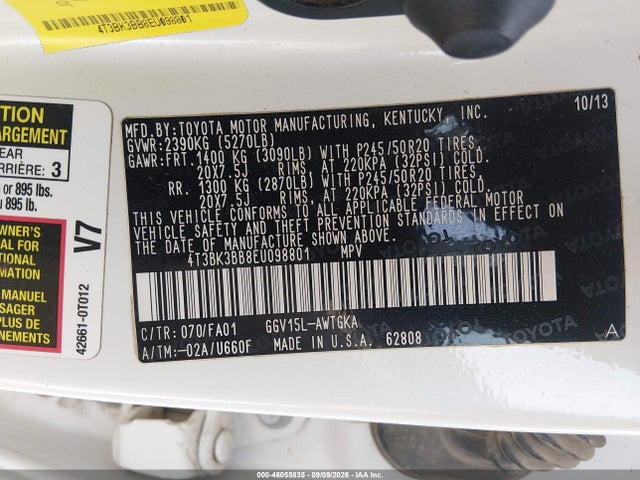 Toyota Venza Le V6 2014 4T3BK3BB8EU098801 Image 9