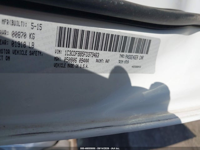 46055888 :رقم المزاد ، 1C3CDFBB5FD373463 vin ، 2015 Dodge Dart Sxt مزاد بيع