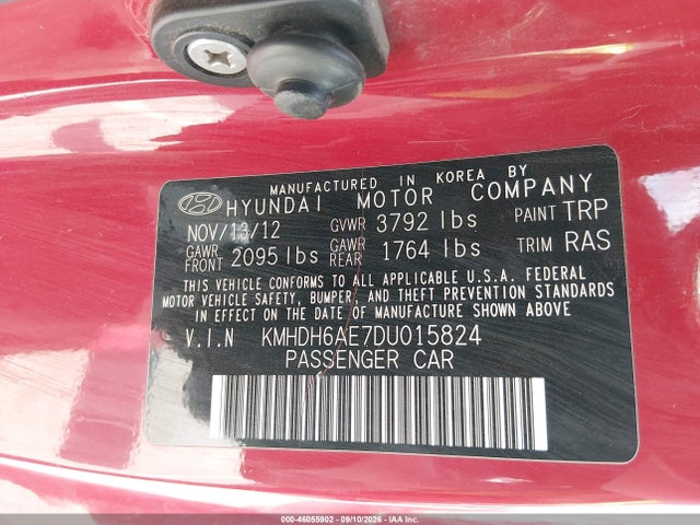 Aukcja sprzedaży 2013 Hyundai Elantra Se, vin: KMHDH6AE7DU015824, numer aukcji: 46055902