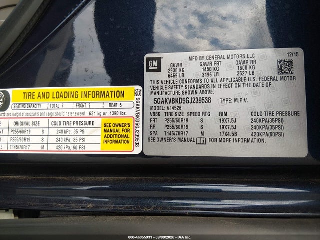 Продаж на аукціоні авто 2016 Buick Enclave Leather, vin: 5GAKVBKD5GJ239538, номер лоту: 46055931