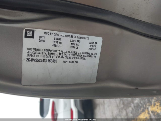 46055932 :رقم المزاد ، 2G4WS52J431160085 vin ، 2003 Buick Century Custom مزاد بيع
