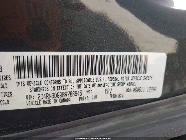 46056063 :رقم المزاد ، 2D4RN3DG0BR786945 vin ، 2011 Dodge Grand Caravan Mainstreet مزاد بيع