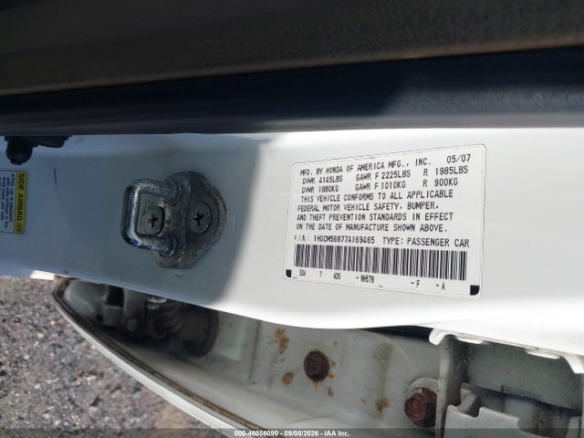 Продажа на аукционе авто 2007 Honda Accord 2.4 Ex, vin: 1HGCM56877A169465, номер лота: 46056090