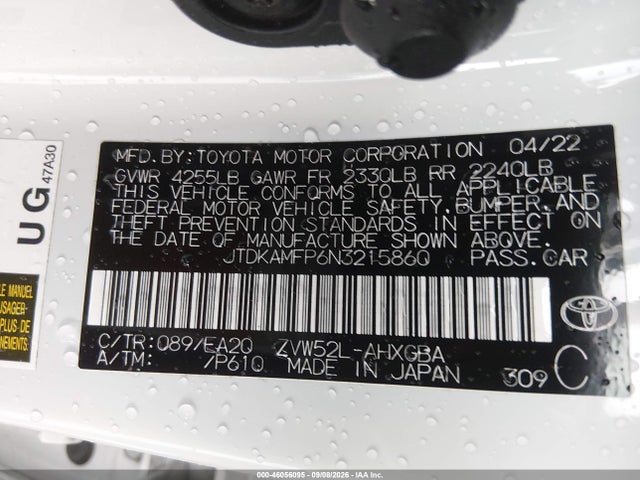 JTDKAMFP6N3215860 Toyota Prius Prime Xle