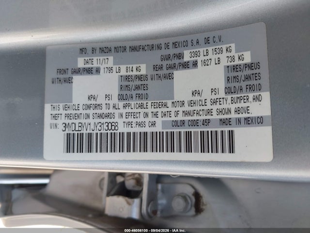 3MYDLBYV1JY313068 Toyota YARIS IA