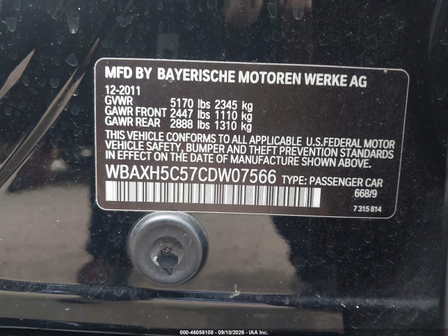 Aukcja sprzedaży 2012 Bmw 528i Xdrive, vin: WBAXH5C57CDW07566, numer aukcji: 46056108