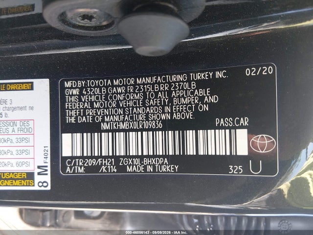 Продажа на аукционе авто 2020 Toyota C-hr Le, vin: NMTKHMBX0LR109836, номер лота: 46056143