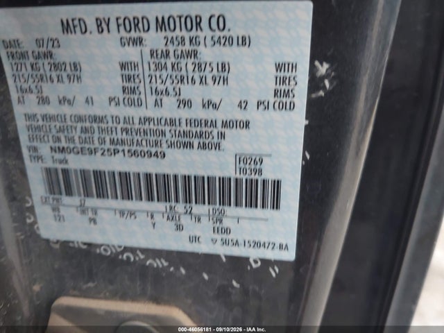 2023 Ford Transit Connect Xlt Passenger მანქანა იყიდება აუქციონზე, vin: NM0GE9F25P1560949, აუქციონის ნომერი: 46056181