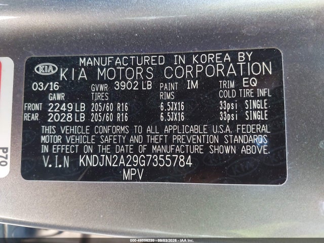 KIA Soul 2016 KNDJN2A29G7355784 Image 9