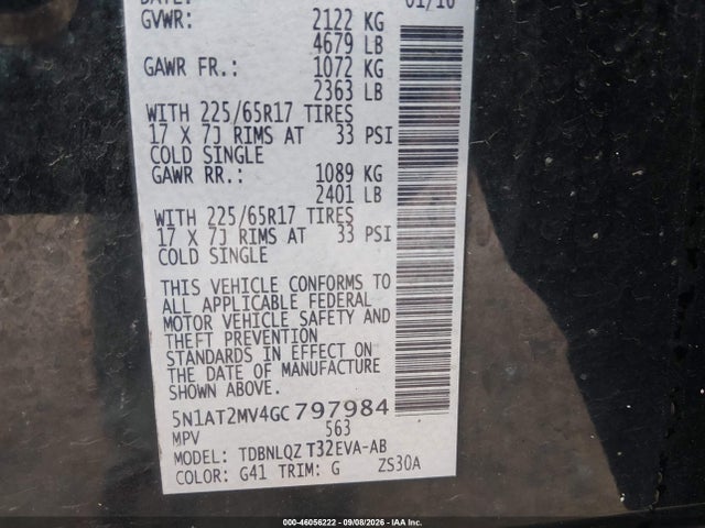 Aukcja sprzedaży 2016 Nissan Rogue Sv, vin: 5N1AT2MV4GC797984, numer aukcji: 46056222