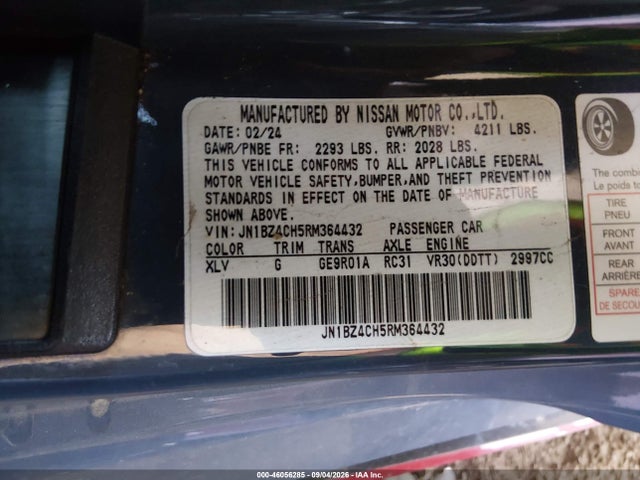 Aukcja sprzedaży 2024 Nissan Z Nismo Auto, vin: JN1BZ4CH5RM364432, numer aukcji: 46056285