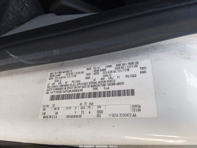 Продажа на аукционе авто 2016 Ford Transit-250, vin: 1FTYR2CM7GKA88238, номер лота: 46056290
