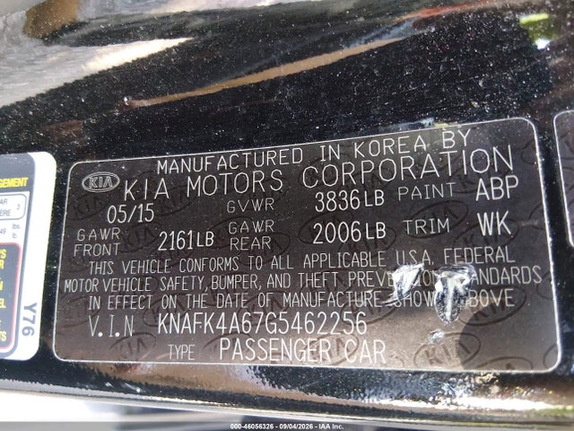 Продажа на аукционе авто 2016 Kia Forte Lx, vin: KNAFK4A67G5462256, номер лота: 46056326