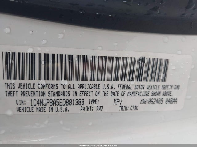 Продажа на аукционе авто 2014 Jeep Patriot Sport, vin: 1C4NJPBA5ED881389, номер лота: 46056397