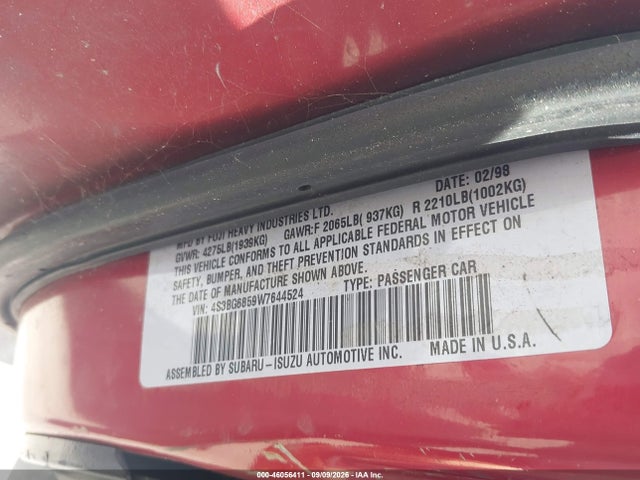 46056411 :رقم المزاد ، 4S3BG6859W7644524 vin ، 1998 Subaru Legacy 30th Ann Outback/ltd/spt مزاد بيع