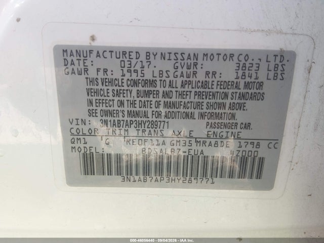Nissan SENTRA S 2017 3N1AB7AP3HY289771 Image 9