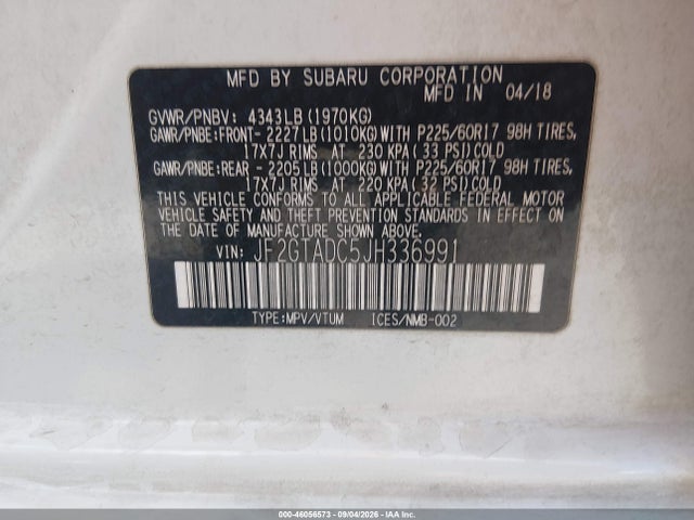 Subaru Crosstrek 2.0i Premium 2018 JF2GTADC5JH336991 Image 9