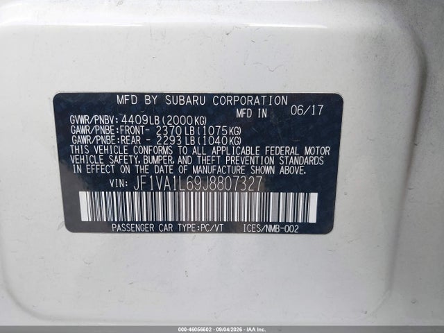 Subaru Wrx Limited 2018 JF1VA1L69J8807327 Image 9
