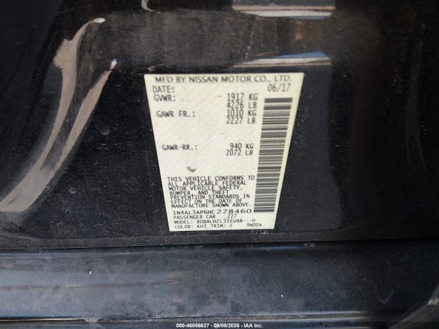 Aukcja sprzedaży 2017 Nissan Altima 2.5 Sr, vin: 1N4AL3AP6HC278460, numer aukcji: 46056627